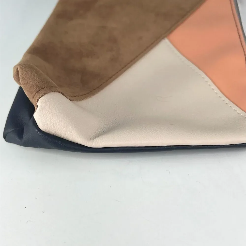 Ipsy Vegan Suede Colrobloack MakeUp Toiletry Travel Bag Brown Coral Navy New